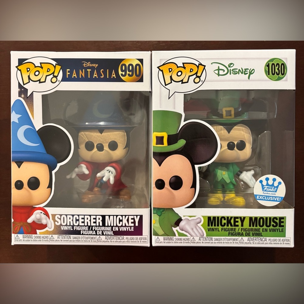 FUNKO POP SORCERER MICKEY AND ST PATRICKS DAY MICKEY NEW IN BOX